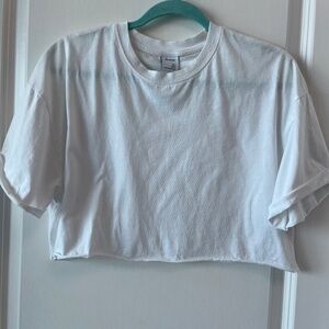 White Cropped T-Shirt by Bershka – Size S